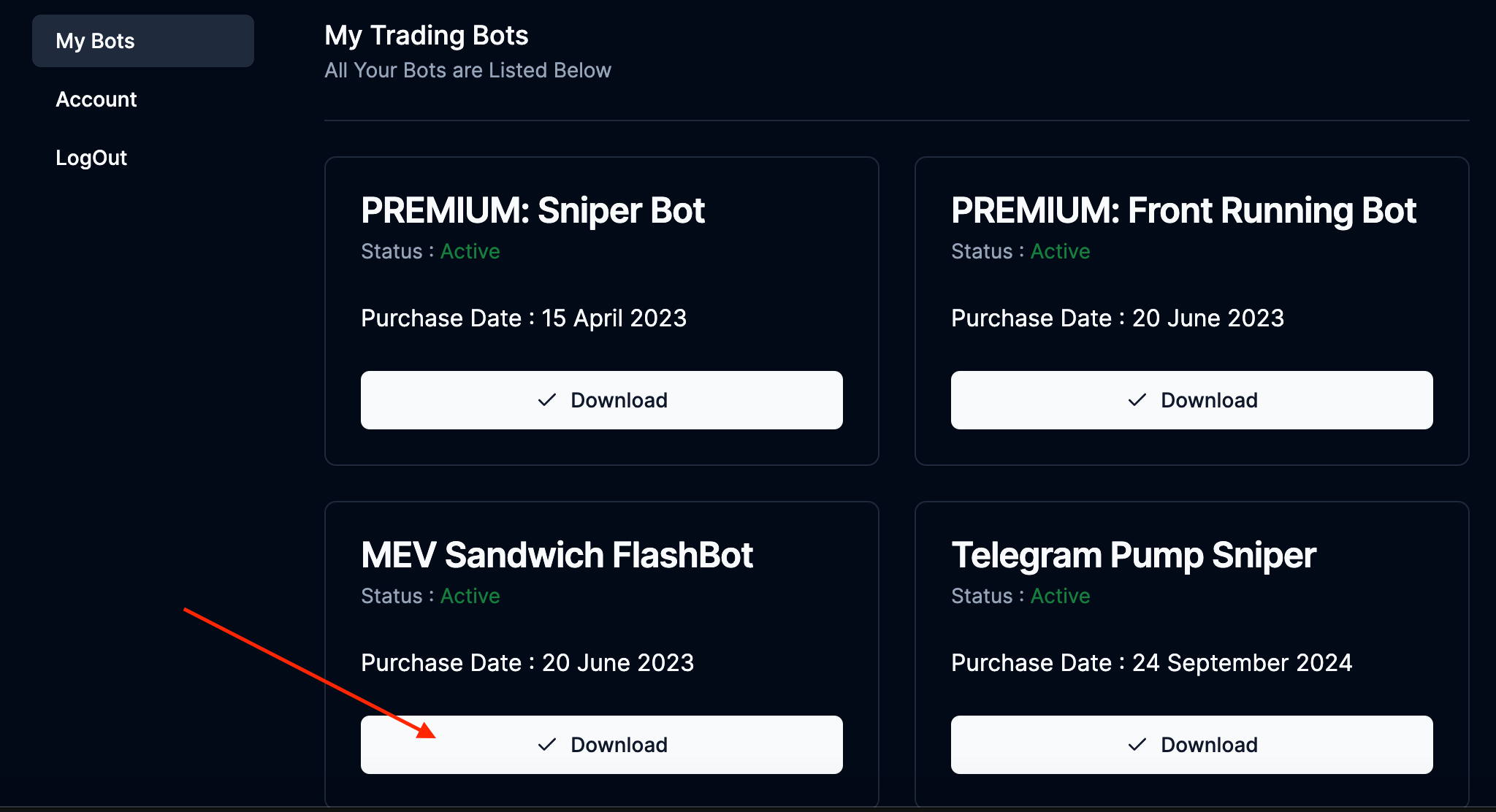 screenshot of the fastlybot dashboard